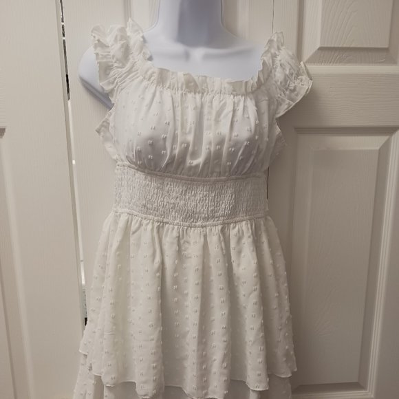 Shein White Swiss Dot Baby Doll Dress - Picture 1 of 3
